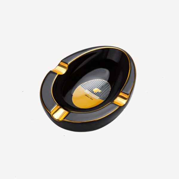 Lubinski ashtray for 3 cigars, round, black-gold