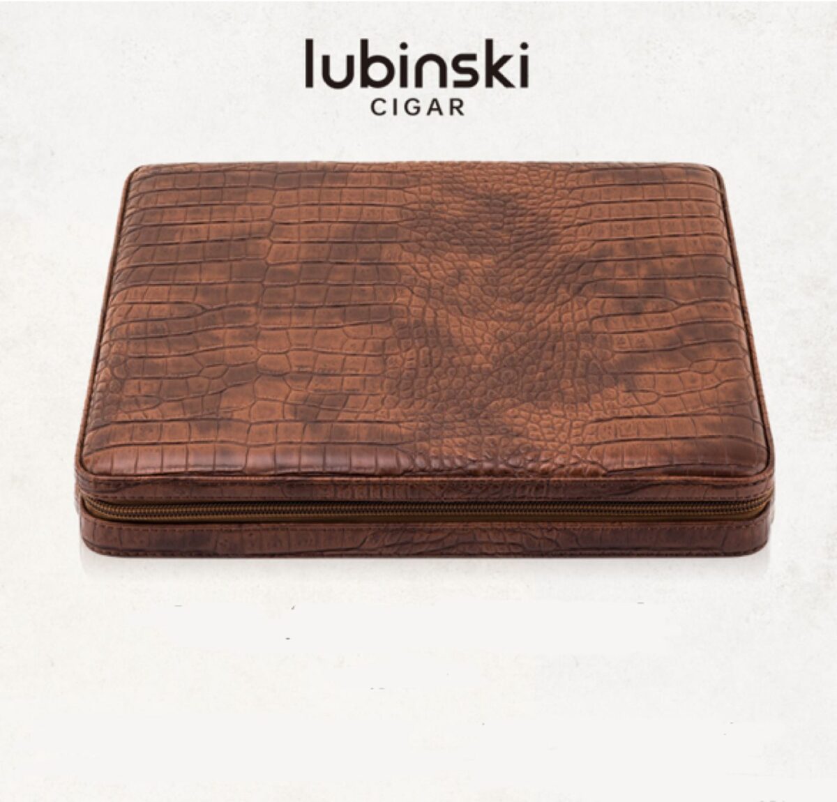 Lubinski travel case for 10 cigars, brown leather
