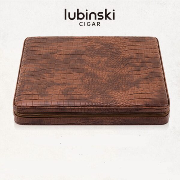 Lubinski travel case for 10 cigars, brown leather