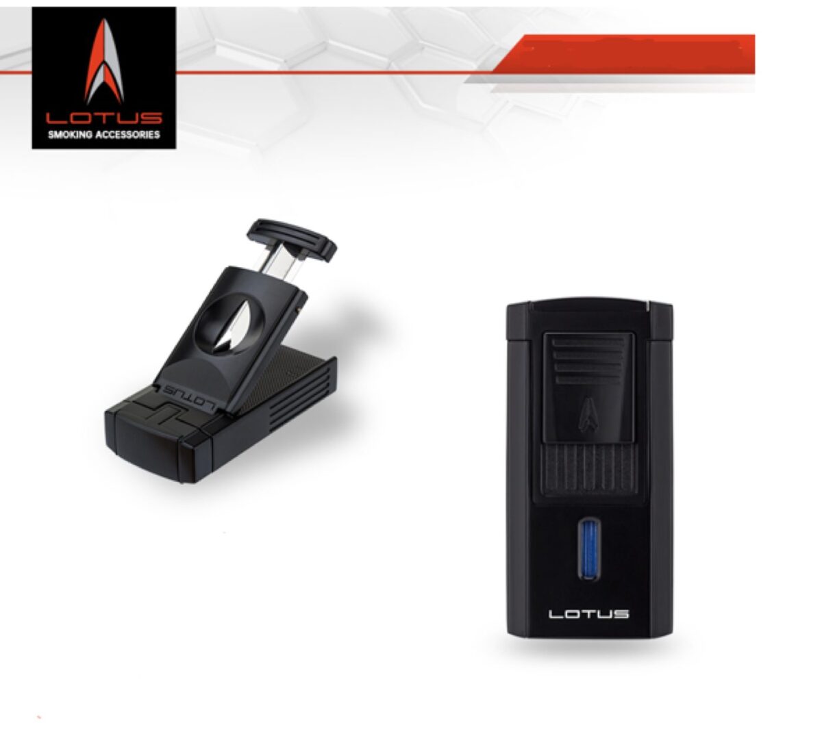 Lotus lighter with built-in cutter, black matte