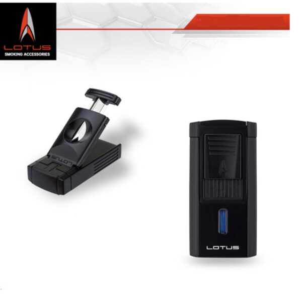 Lotus lighter with built-in cutter, black matte
