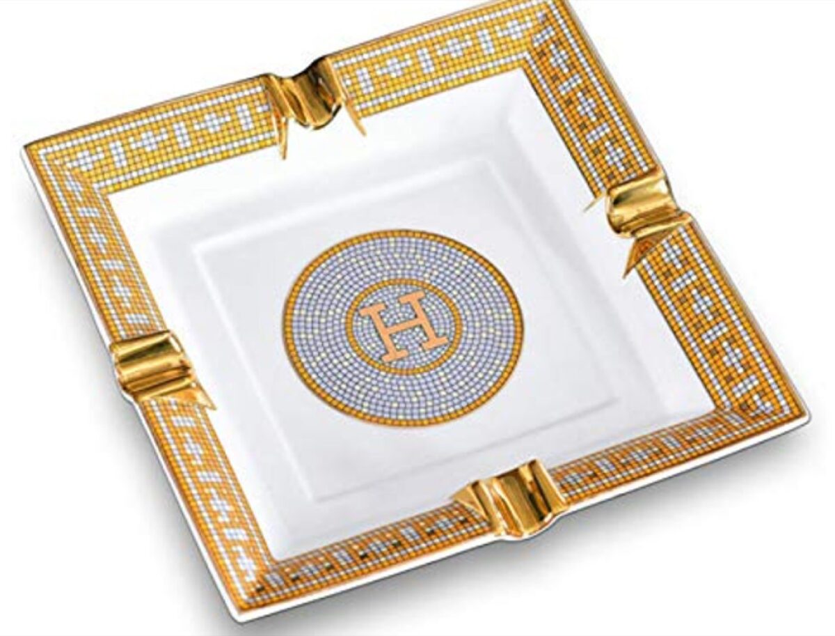 Ashtray for 4 cigars, ceramic, mosaic