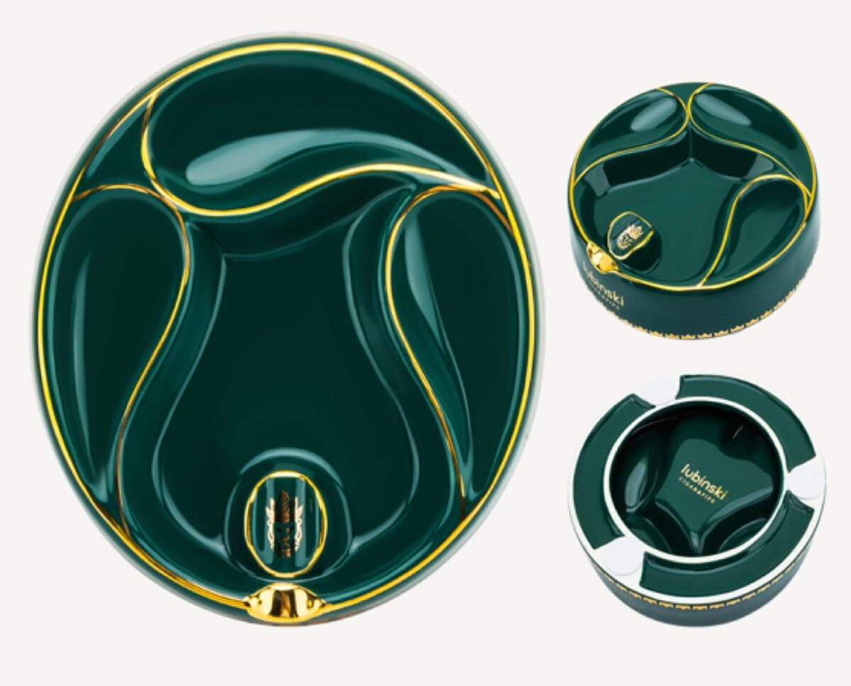Ashtray for 1 cigar and 3 smoking pipe, green