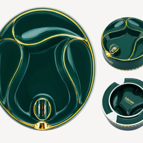 Ashtray for 1 cigar and 3 smoking pipe, green