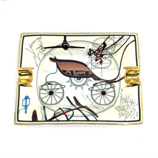 Lubinski ashtray for 2 cigars, ceramic, carriage