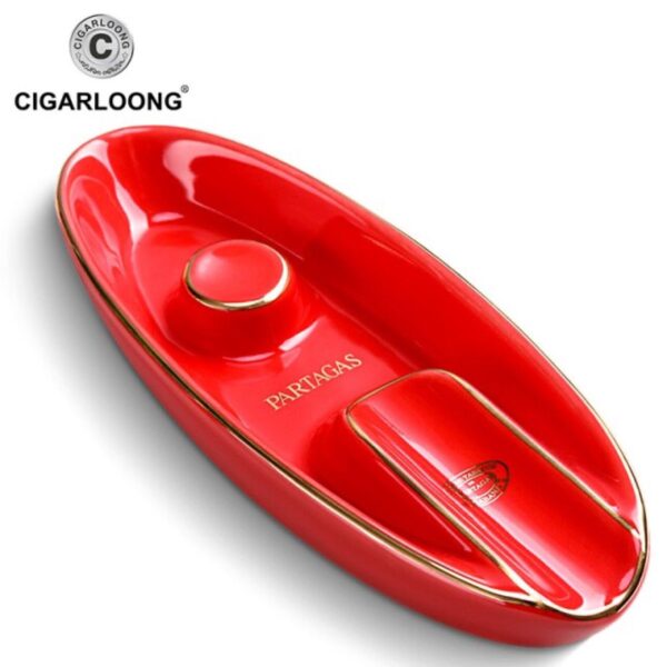 Boat ashtray for 1 cigar, Partagas, red