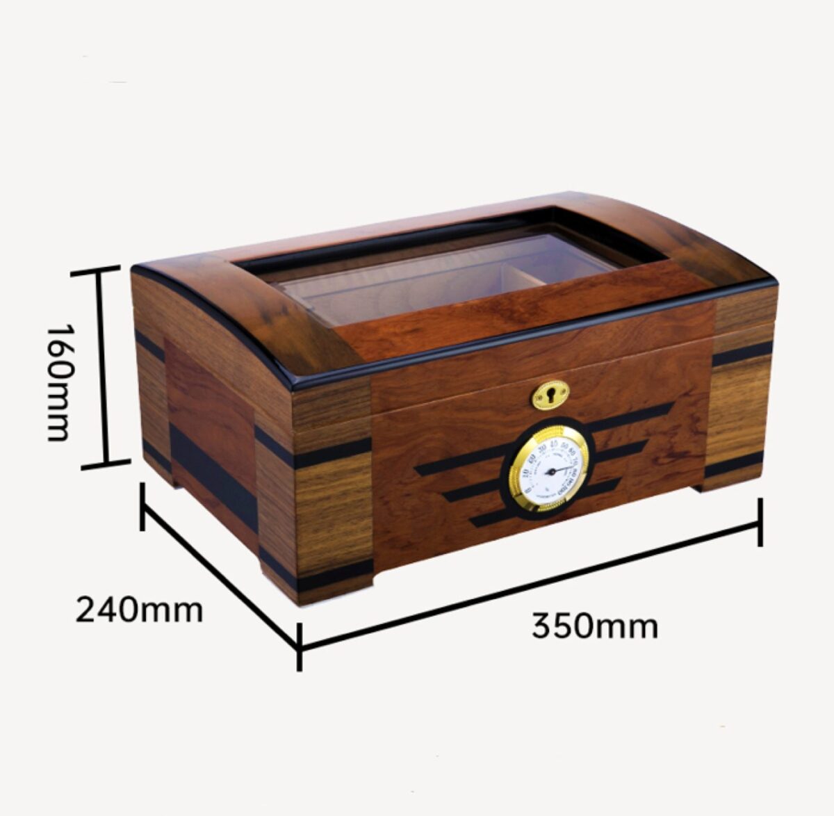 Lubinski humidor for 40 cigars, wood, glass