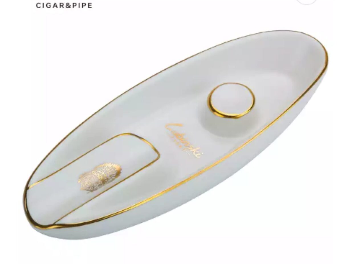 Lubinski boat ashtray for 1 cigar, white