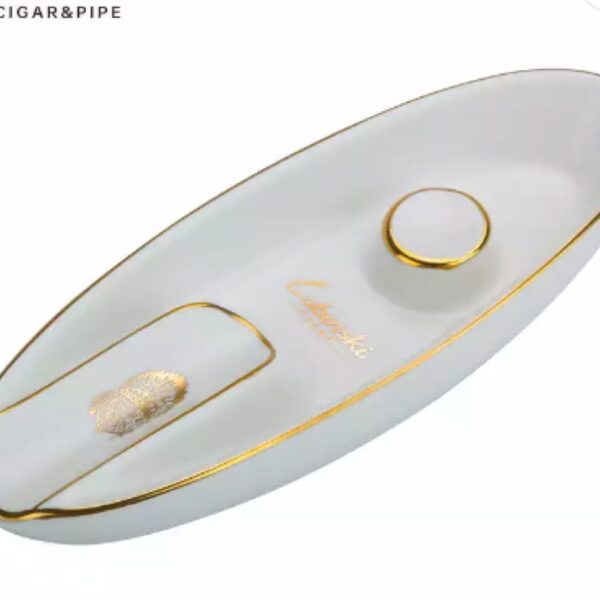 Lubinski boat ashtray for 1 cigar, white