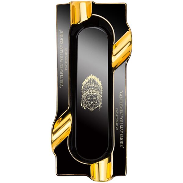 Ashtray for 4 cigars, black lion