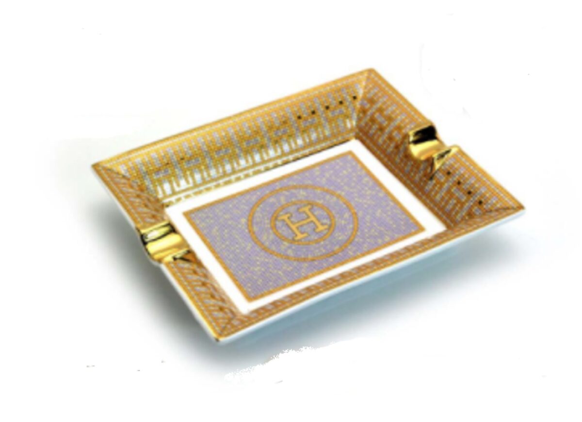 Ashtray for 2 cigars, ceramic, mosaic