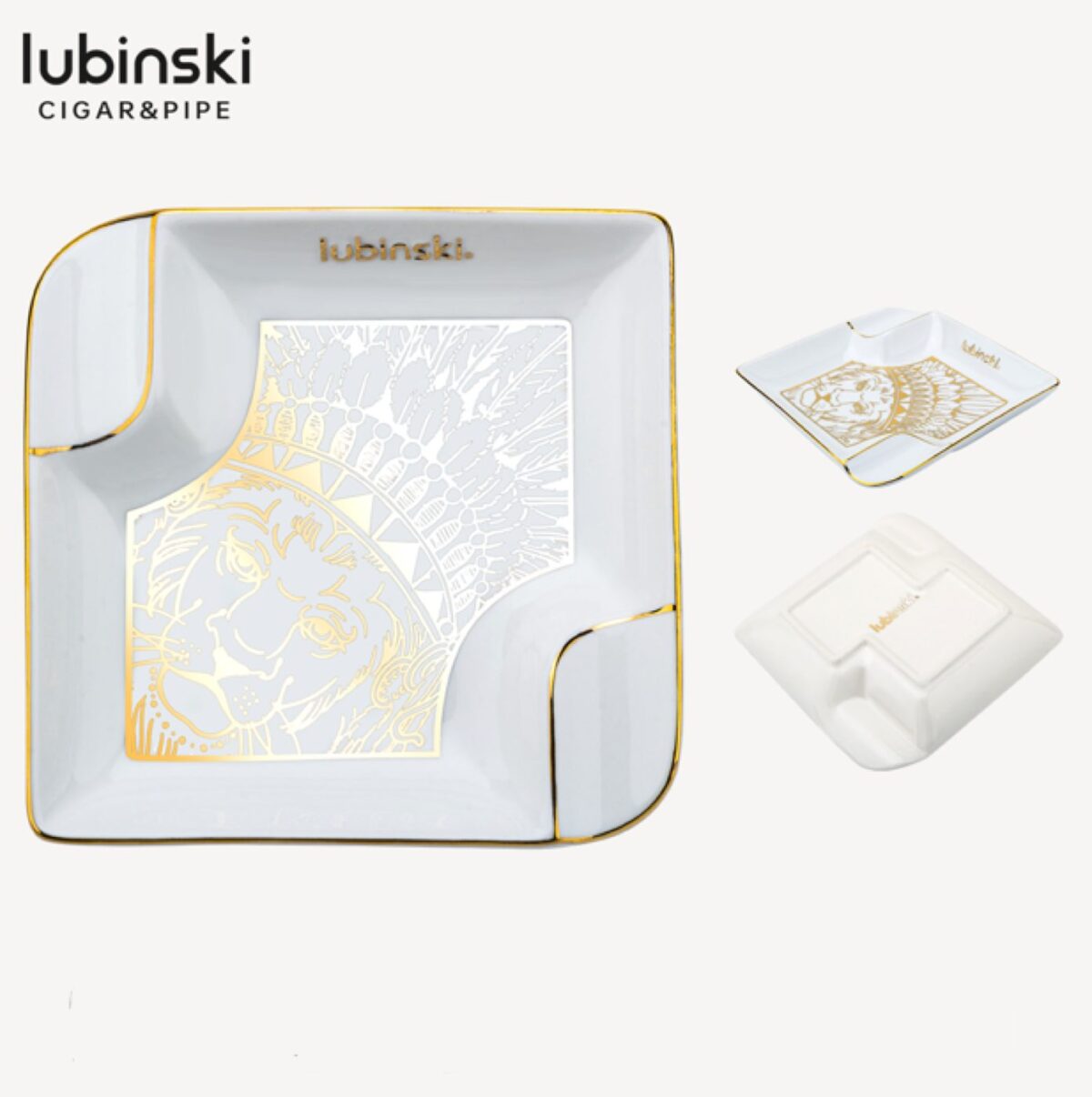 Lubinski ashtray for 2 cigars, white