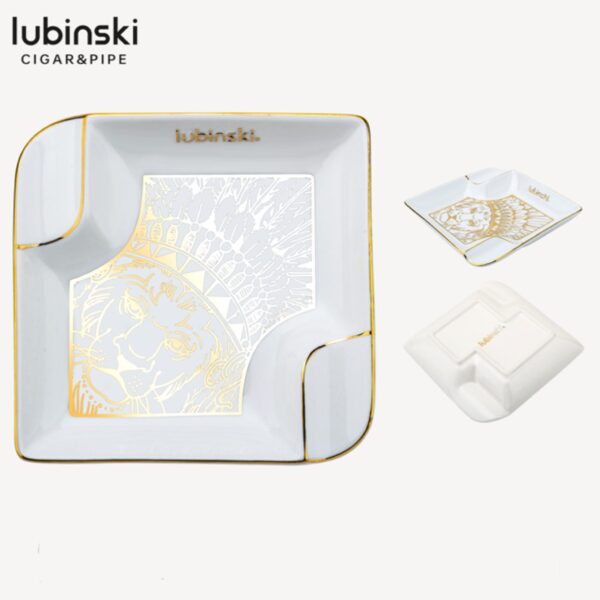 Lubinski ashtray for 2 cigars, white