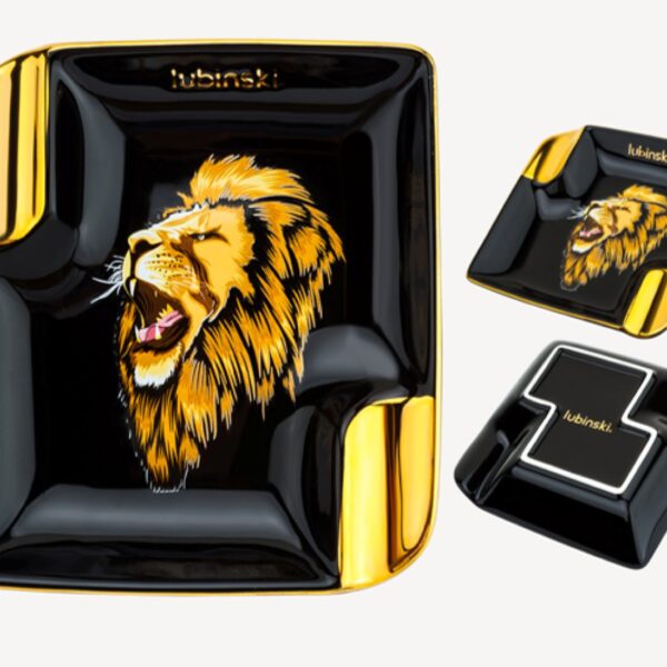 Lubinski ashtray for 2 cigars, black, lion