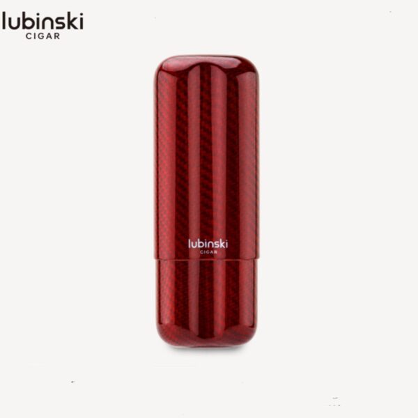Lubinski case for 2 cigars, carbon, red