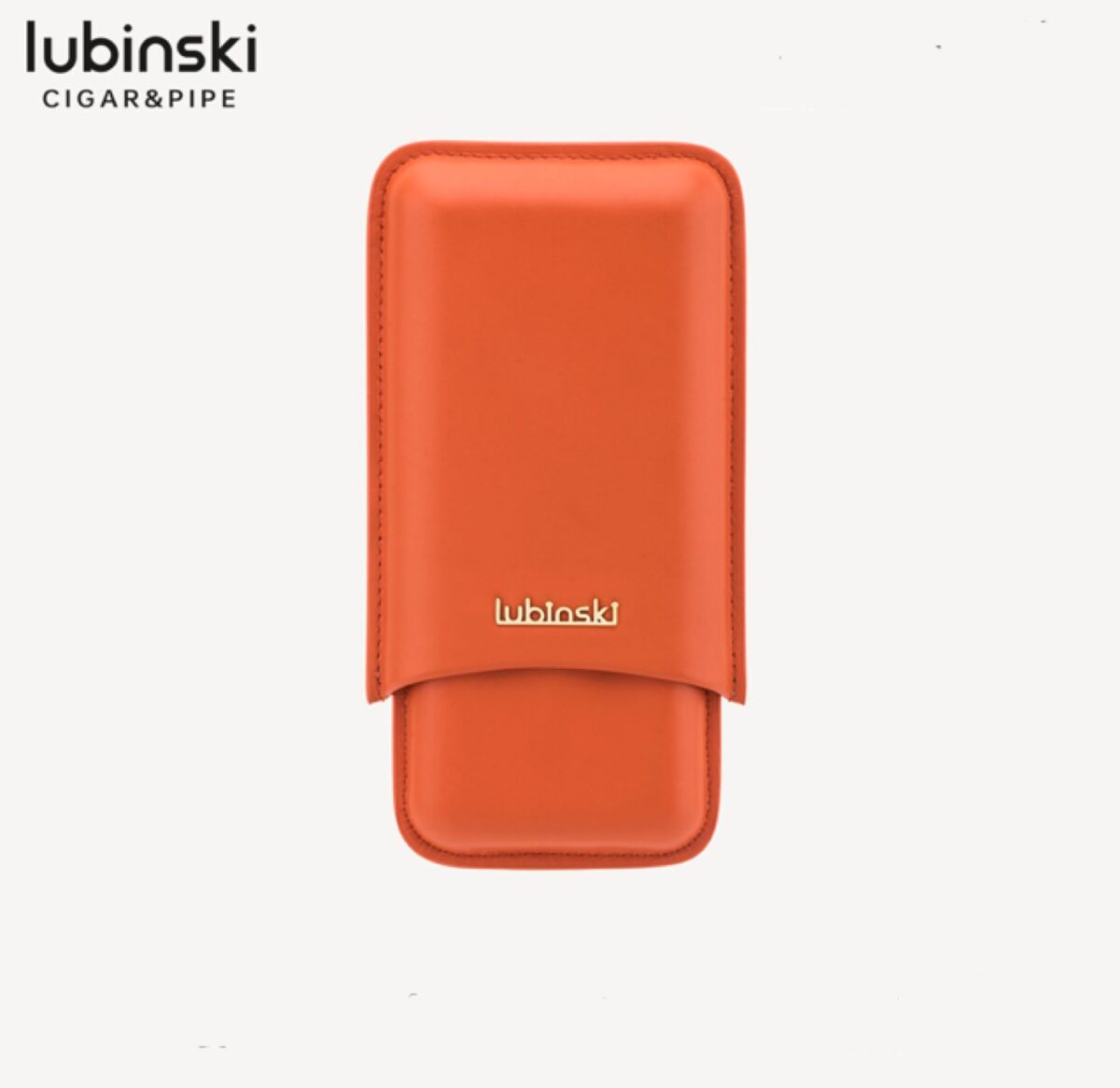 Lubinski case for 3 cigars, orange