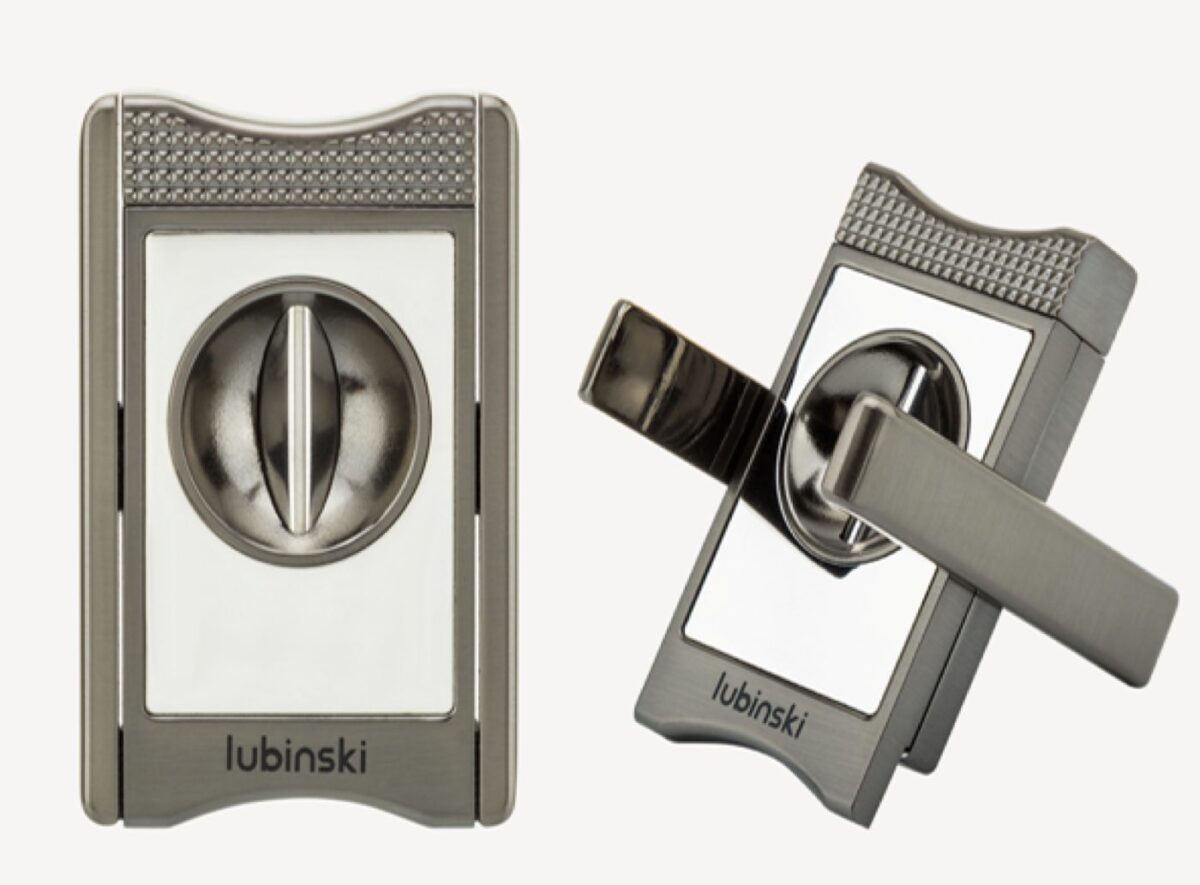Lubinski cutter stand for cigar, metal, V-cut