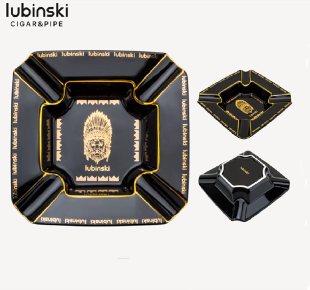 Lubinski ashtray for 4 cigars, black