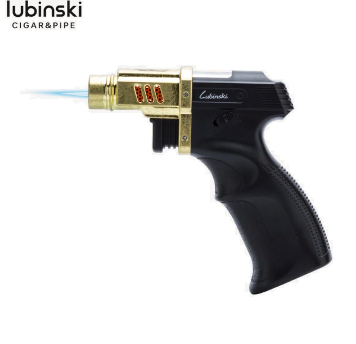 Lubinski turbo lighter, pistol, gold-black