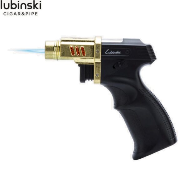 Lubinski turbo lighter, pistol, gold-black