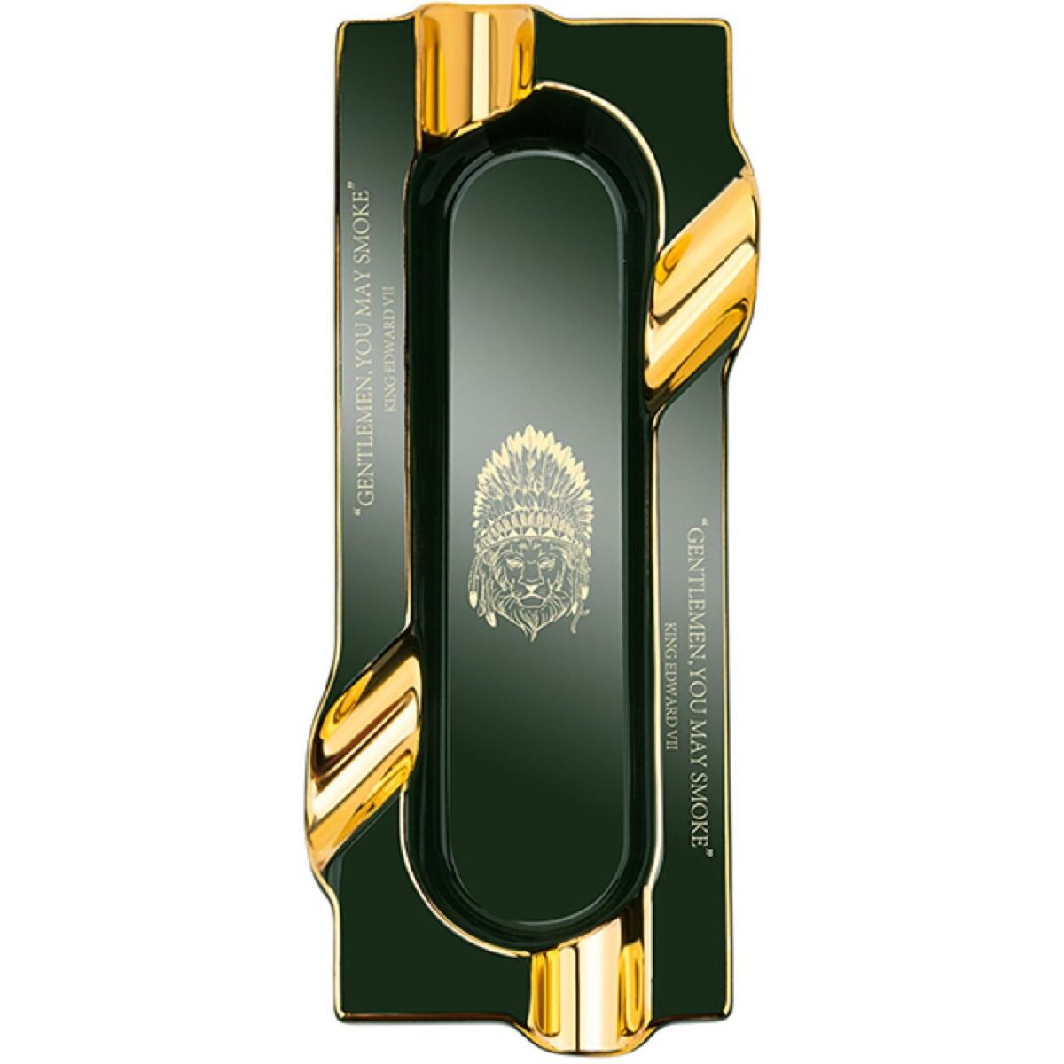 Ashtray for 4 cigars, green lion
