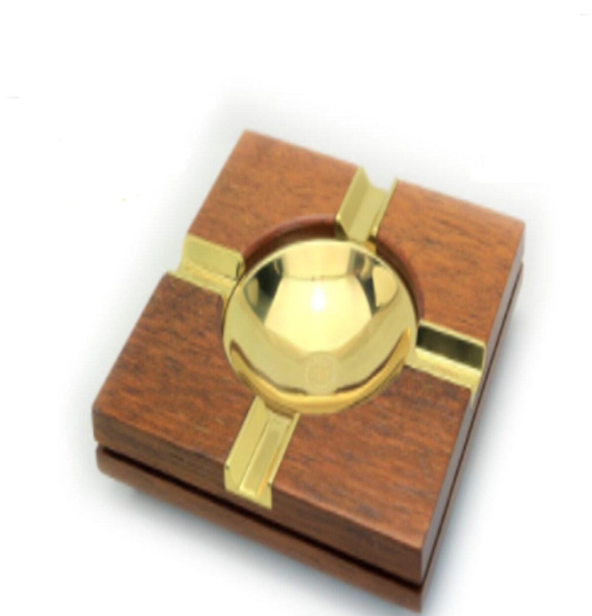 Lubinski ashtray for 4 cigars, gold wood