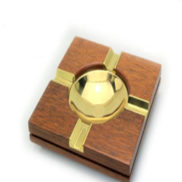 Lubinski ashtray for 4 cigars, gold wood