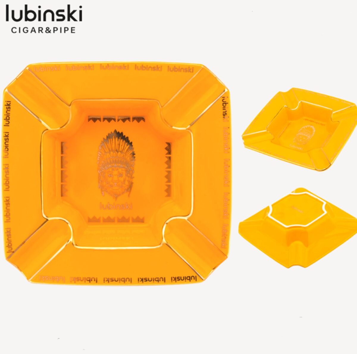 Lubinski ashtray for 4 cigars, orange